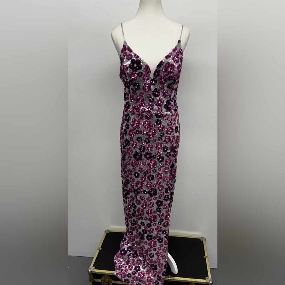B. Smart Sequin Floral Gown in Pink and Purple